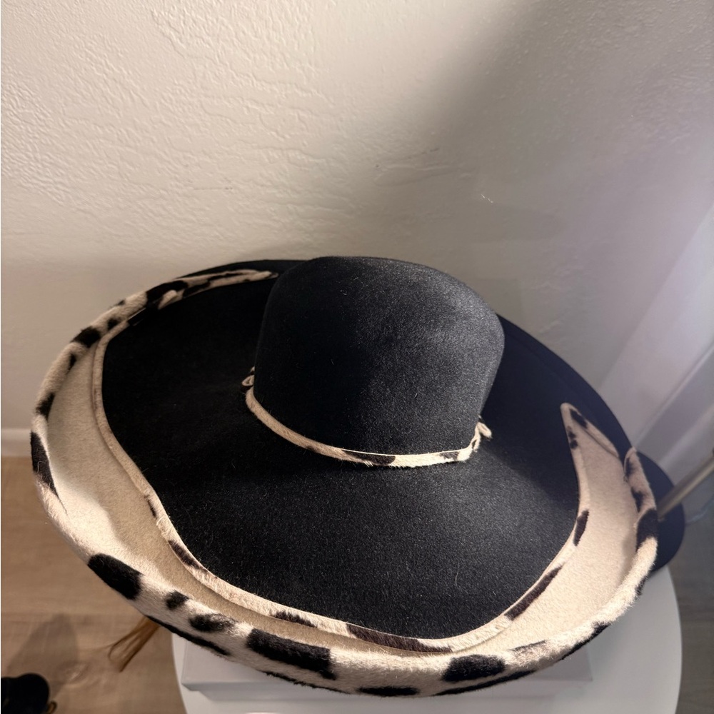 Luxury Designer Leopard Vintage MARZI FIRENZE Wide BrimHat,Italian 100% LAPIN - Picture 7 of 8